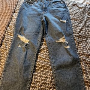 Women's high rise vintage straight ankle jeans.